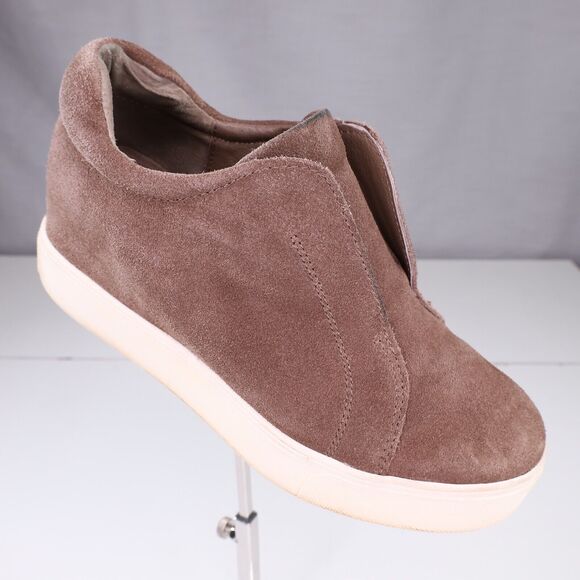 J Slides NYC Shoes Womens 6.5 Platform Sneakers Brown Suede Leather Slip Ons - Picture 1 of 13